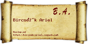 Bircsák Ariel névjegykártya